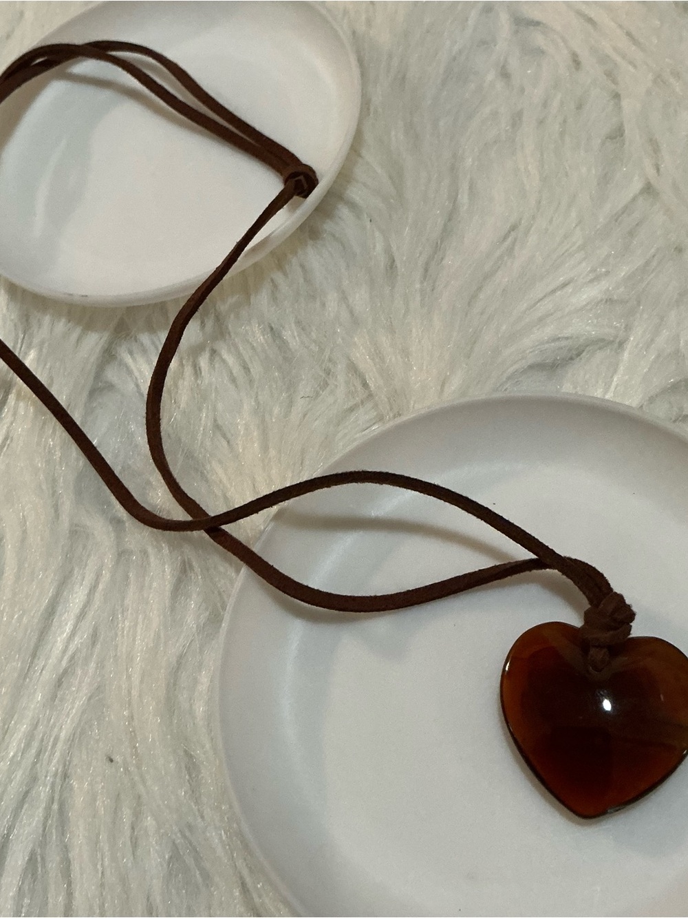 Pretty Brown Heart Pendant Necklace on Brown String